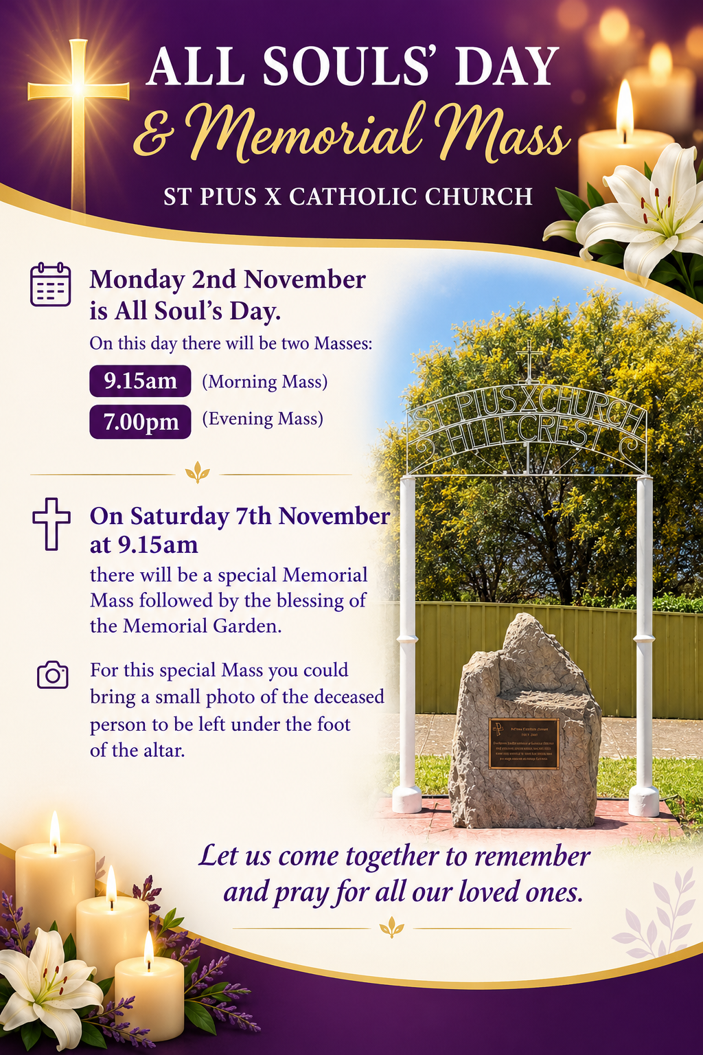 All Souls' Day and Memorial Mass flyer – St Pius X Catholic Church